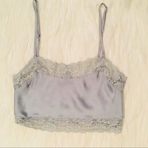 Blue Satin top with Lace